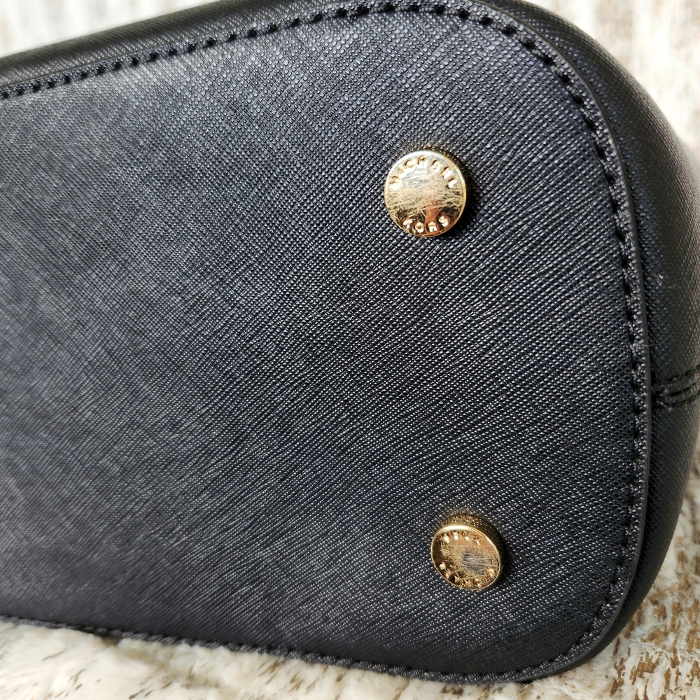Michael Kors "Saffiano Frame" Jet Set Medium Tote Purse Black Leather Authentic - Picture 7 of 15